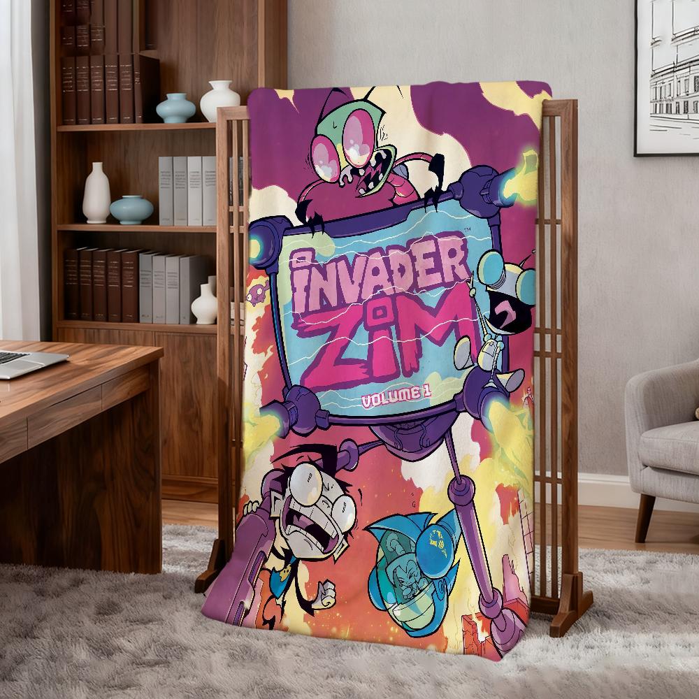 I-Invader cute Z-zim-m Blanket Throw Super Cosy Plush Living Room Sofa Couch Childish Birthday Gifts