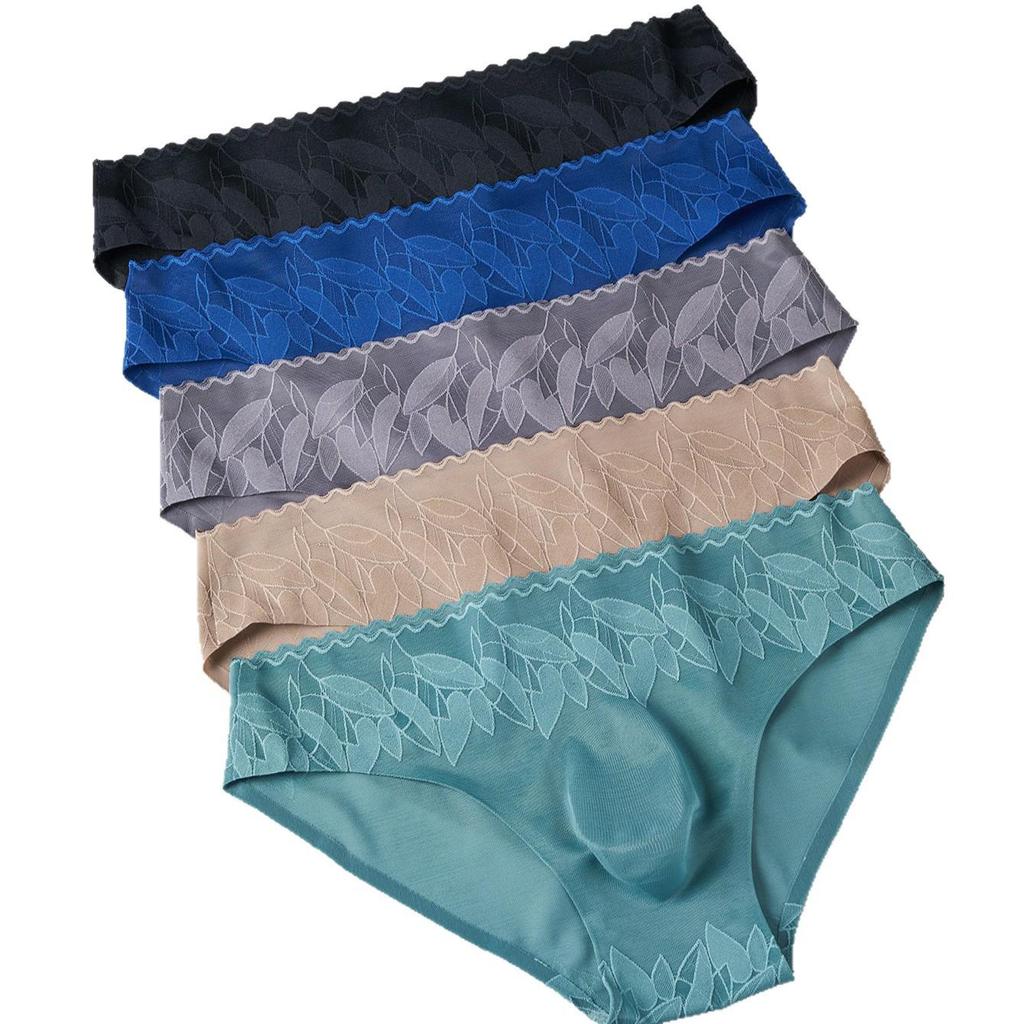 Cross-border Men's 3D Pouch Lace Briefs - Seamless, Low-waist Elastic Underwear
