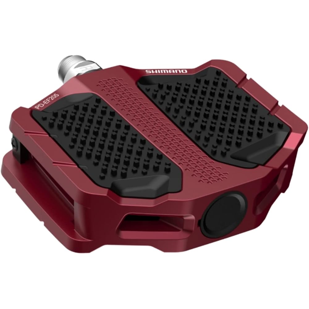 Shimano PD-EF205 Red Pedals with Reflectors and Lightweight Design Cycling Accessories