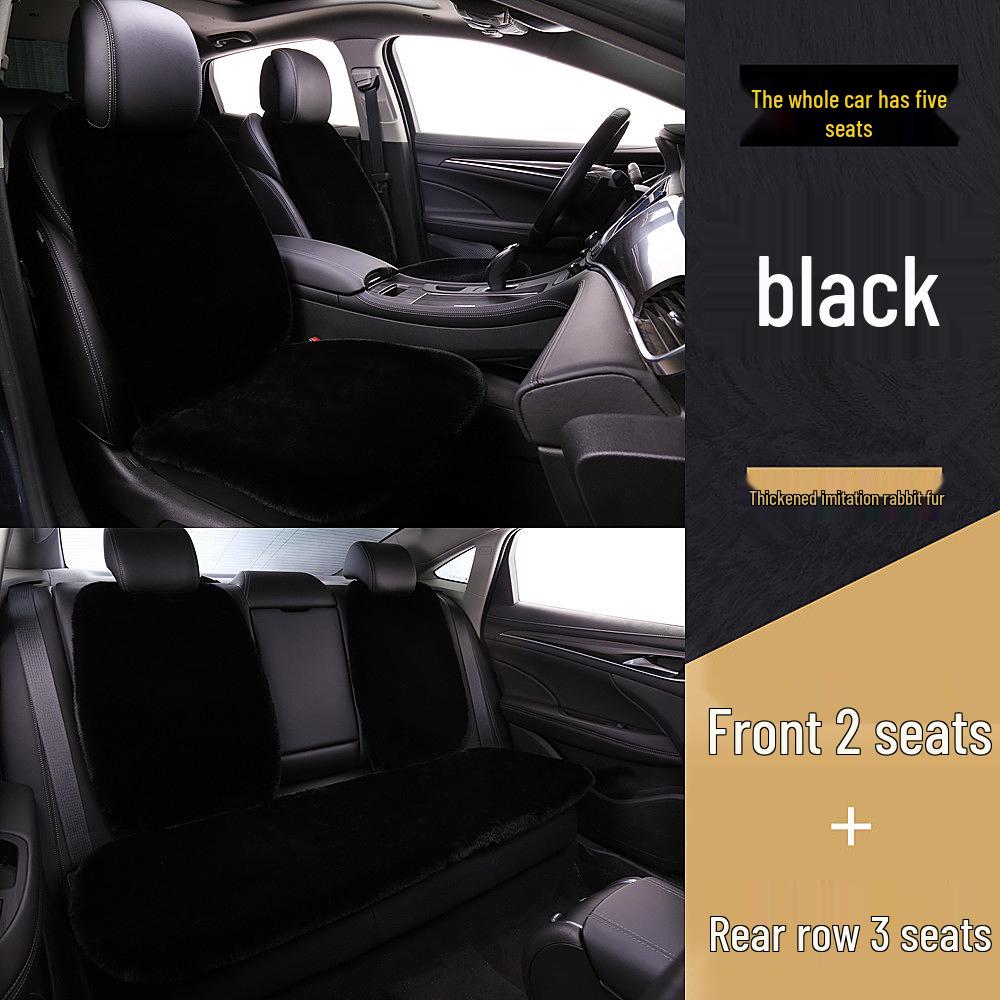 Universal Plush Car Seat Cushion Set - Faux Rabbit Fur, Short Hair, Winter Comfort for Rear Seats