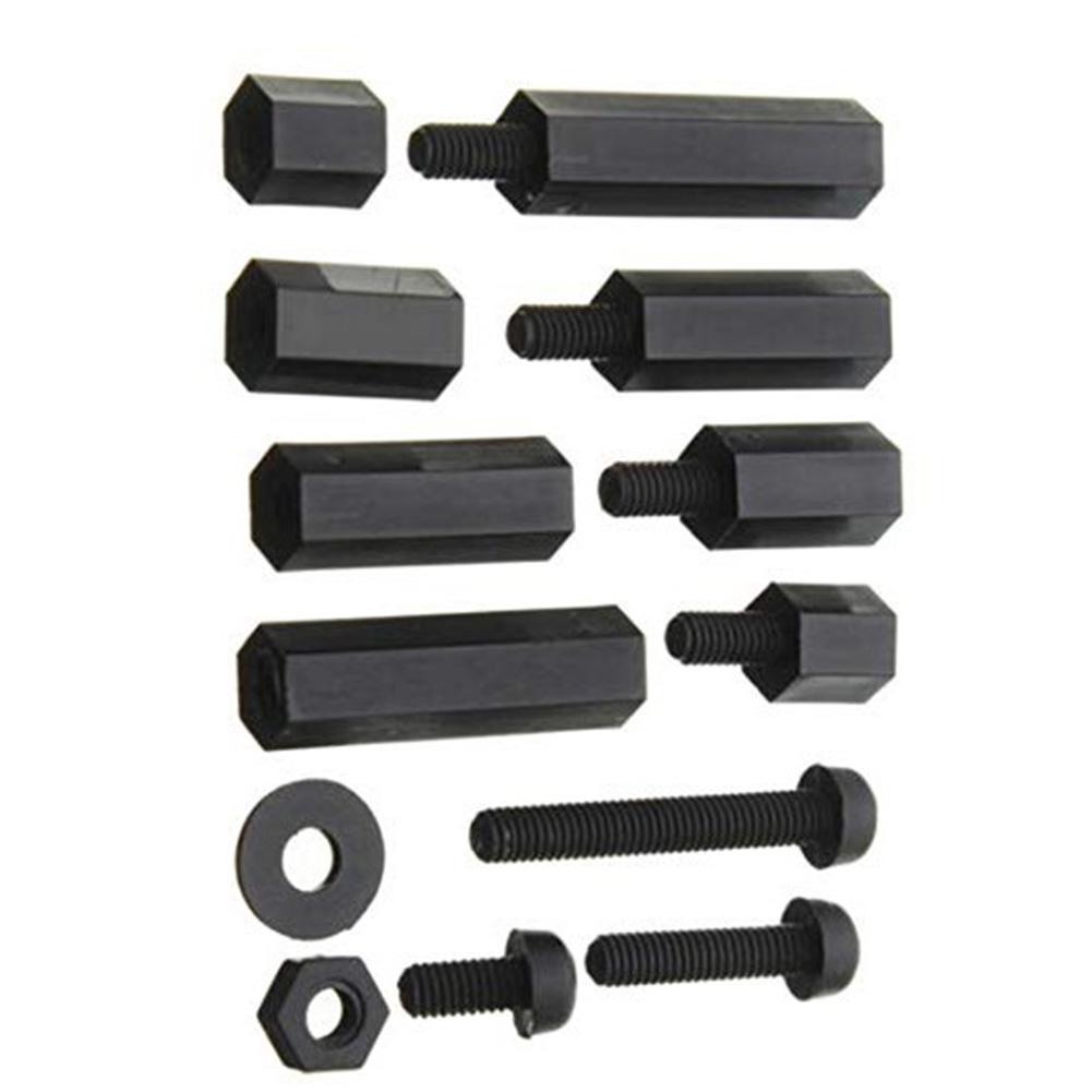 

260pcs M3 Nylon Hex Spacer Screw Nut Assortment Kit Standoff Plastic Black black #1