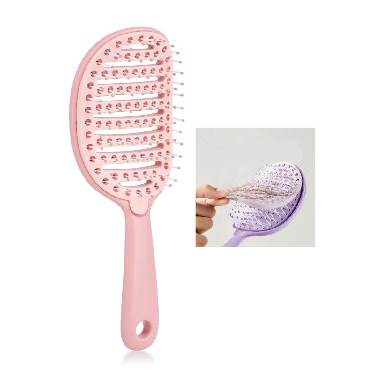 

Slip proof Grip Hair Brush Volumizing Comb Auto Cleaning Hollow Bristles For Painless and Anti Tangling Combs рожевий