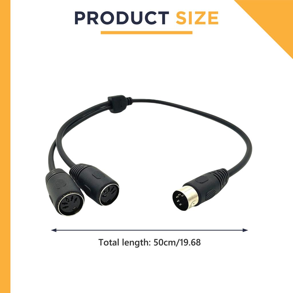 Audio Splitter Cable 5 Pin DIN Male to Dual Female High Transmission Audio Splitter Cable for Synthesizer Organ Electric Piano Midi Guitar