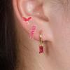 3PCS Gold Color Crystal Square Hoop Earrings Set For Women Butterfly Pendant Cartilage Tragus Helix Ear Stud Fashion Jewelry