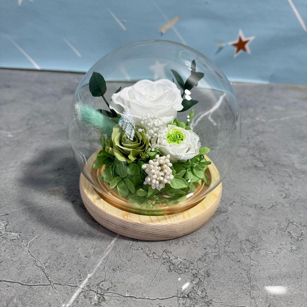 Preserved Flower Sphere: Rose & Sunflower Glass Dome Gift for Christmas & Valentine's Day