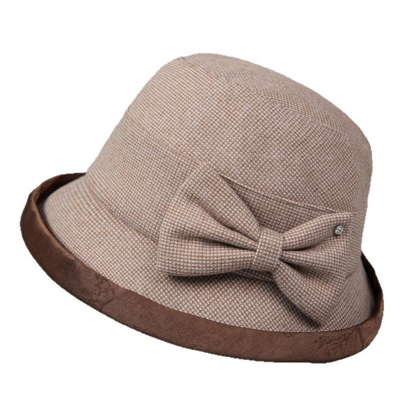 Hat Female Autumn and Winter Basin Hat Autumn and Winter Warm Bow Bucket Hat