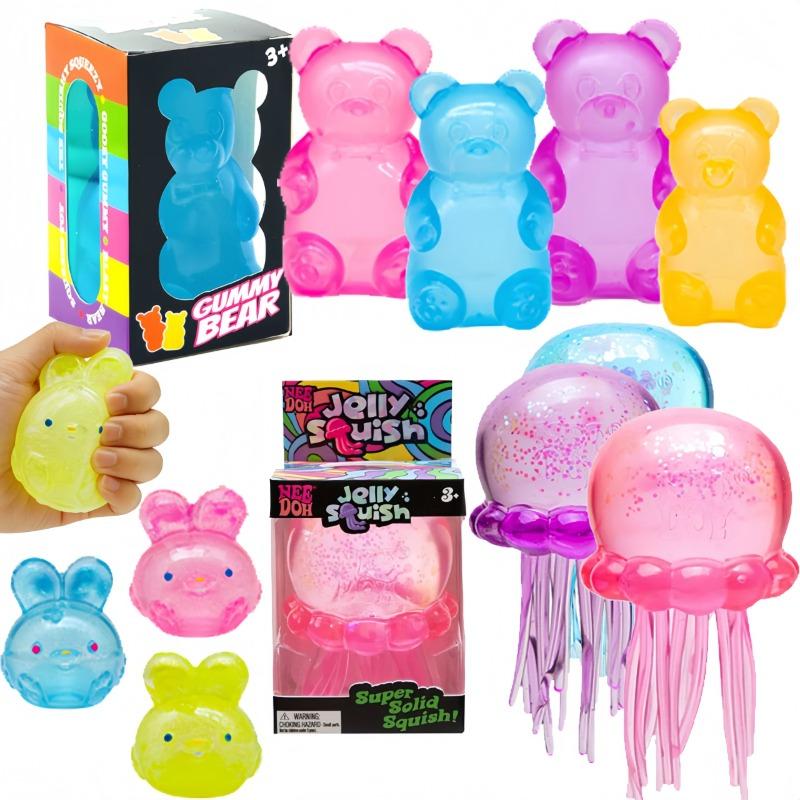 Needoh Jellyfish Octopus Decompression Toy Gummy Bear Rabbit Ultra Soft Non-toxic Relieve Emotional Stress Anxiety Fingertip Toy