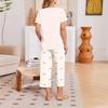 Women's Casual Loungewear Set with Printed Short Sleeve Round Neck T-Shirt and Loose Fit Pants