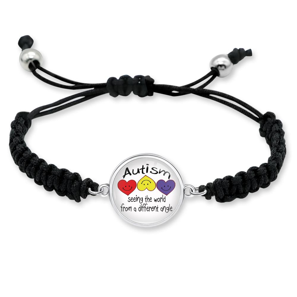 Consapevolezza sull'Autismo Abbraccia lo Straordinario Diverso Non Meno Mamma di un Bambino Autistico Pezzi di Puzzle Ciondolo Bracciale in Macramè con Cordino Nero