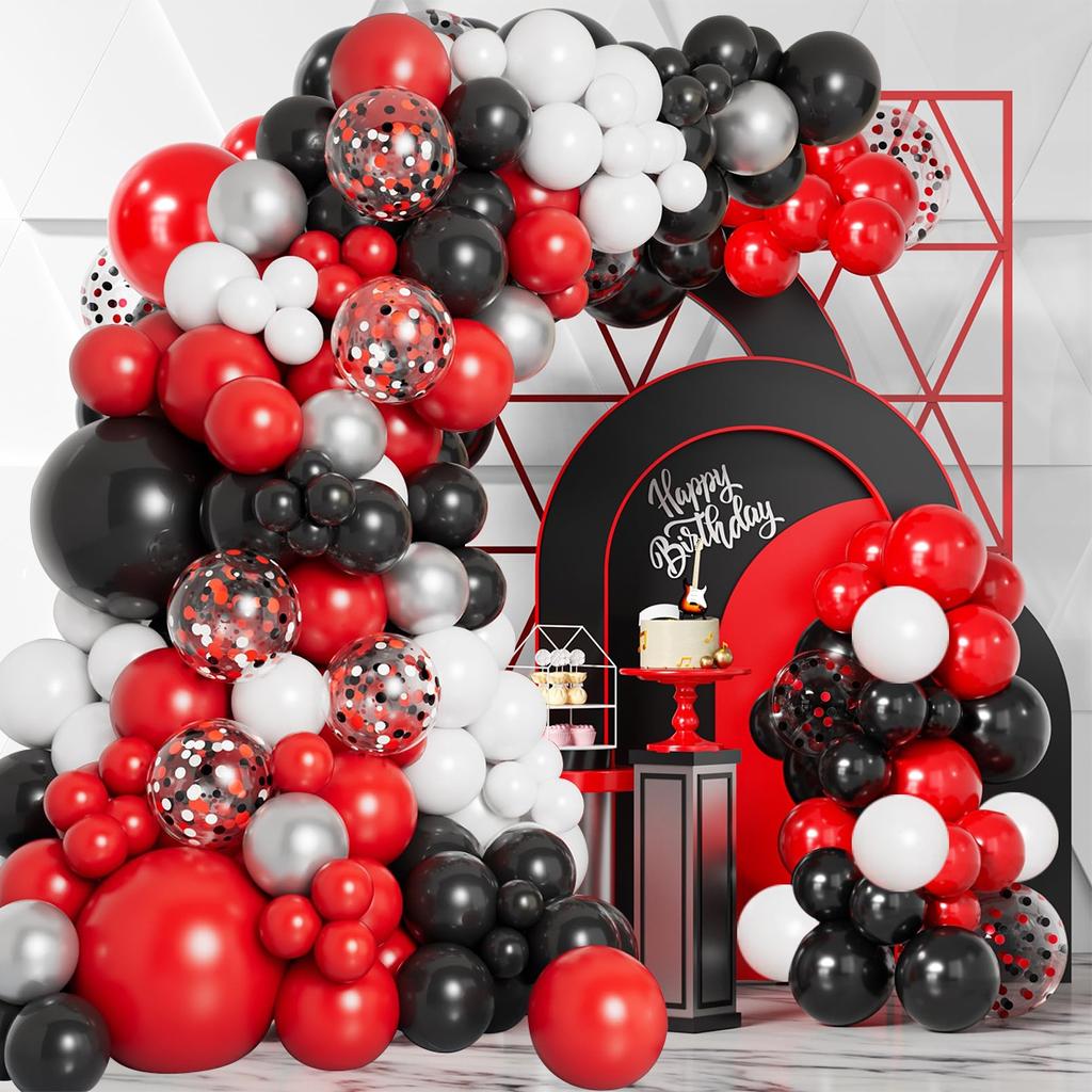 Red Black Balloons Garland Arch Kit Black Red Confetti Balloon Wedding Birthday Party Graduation Baby Shower Decoartion Globos