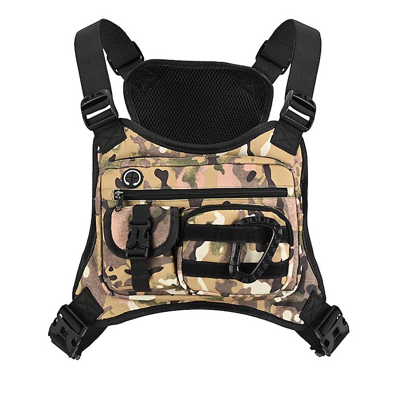 Men's Tactical Chest Pack Outdoor Sports Cycling Vest Multifunctional Front Backpack for Hiking Running