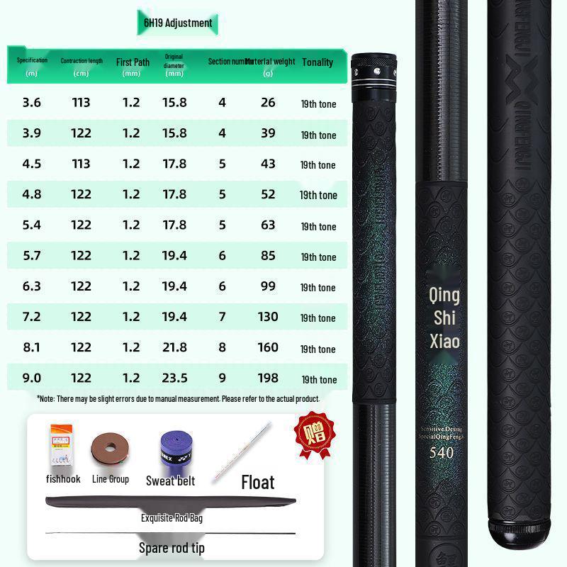 Qingfeng Ultra-light 5H28/6H19 High Carbon Taiwan Fishing Rod for Crucian Carp - Versatile and Ultra-hard for Competition.