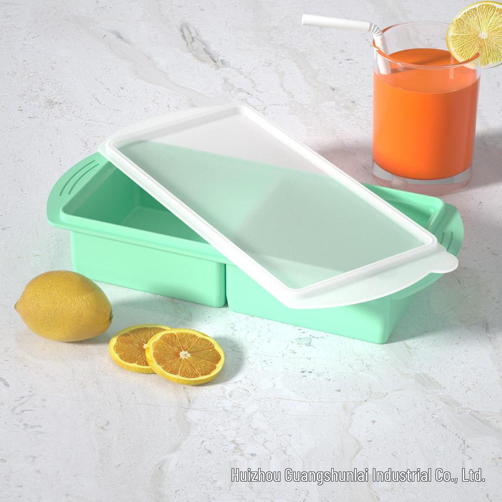 Silicone Ice Cube Tray with Lid: 4-Grid Frozen Soup & Food Storage Box