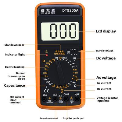 DT9205A Digitalmultimeter, automatische Bereichswahl, Durchbrennschutz, mit Kapazitätstest