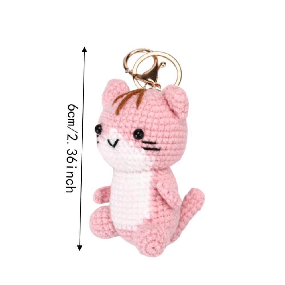 Soft Crochet Kitten Pendant Handmade Knitted Cat  Keychain Mini Kitten Keychain  Bag Charm