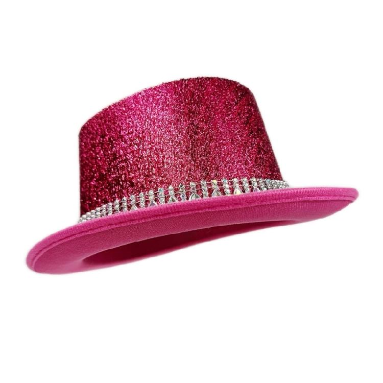 Eye Catching Rhinestones Tall Hat Cosplay Hat Stage Show Hat Halloween Costume Ceremony Hat Evening Party Magicians Hat
