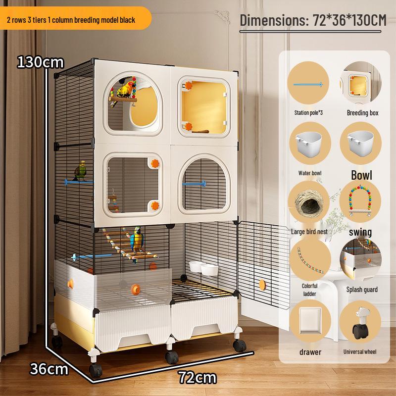 Hao Lei De Zhu Large Anti-Splash Parrot Cage for Cockatiel, Budgie, Lovebird, Sun Conure