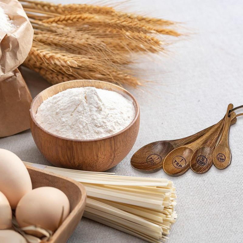 Víceúčelová dřevěná odměrka a lžíce Sada domácích kuchyňských nástrojů Farmářská dřevěná kávová odměrka Pečicí nástroje