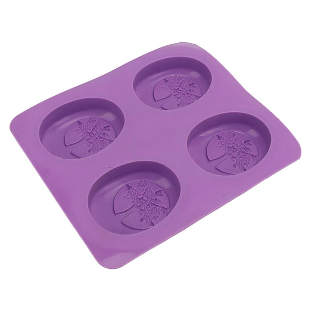 Soap Mold Silicone Material Purple 4 Patterns Flexible Soft Easy Demolding DIY Interesting Oval