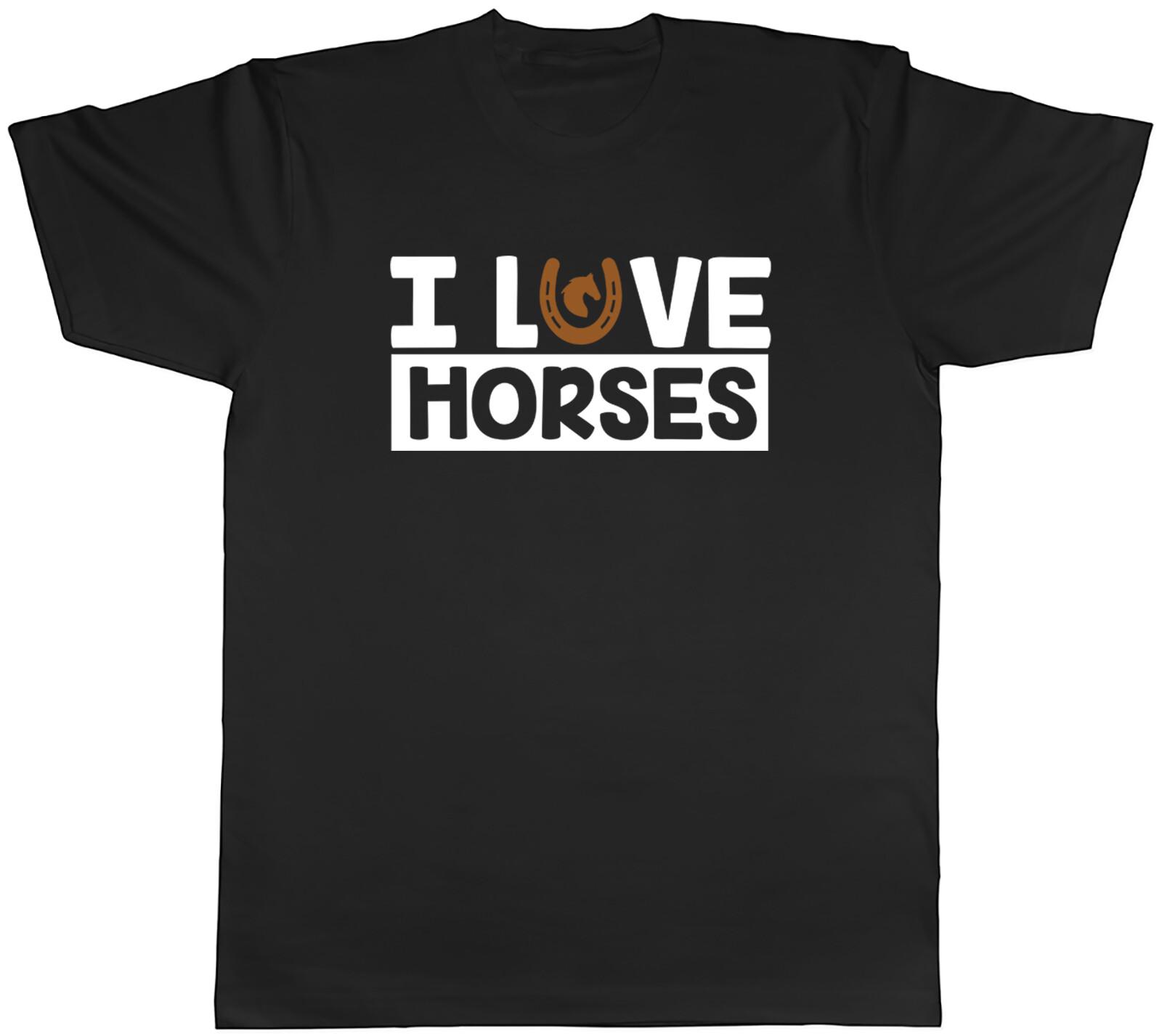 I Love Horses Mens Unisex T-Shirt Tee S