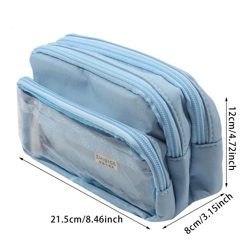 Astuccio Colore Solido Busta Trasparente Coreana per Penne Grande Capacità Borsa Organizer per Cancelleria Materiale Scolastico