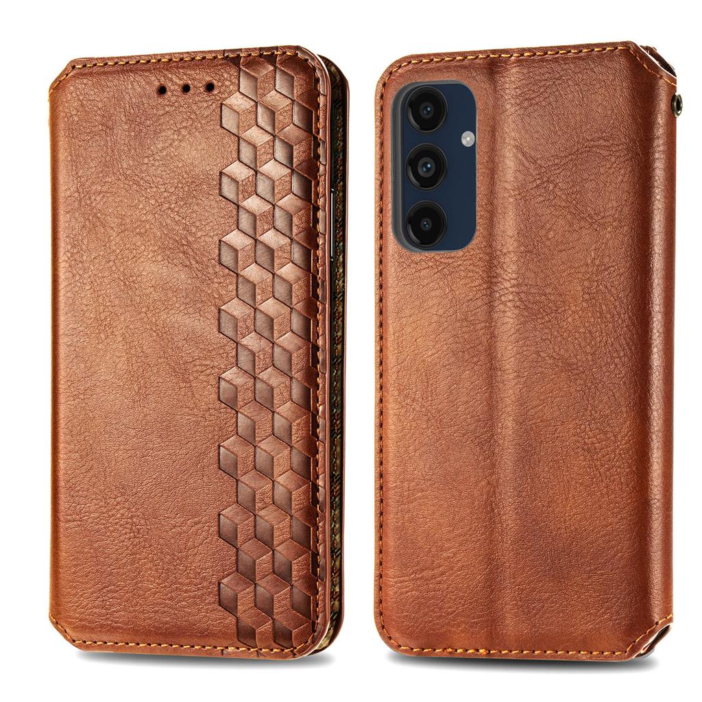 For Samsung Galaxy A16 5G/A16 4G PU Leather Case Rhombus Imprint Wallet Stand Phone Cover