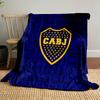 A yellow-bordered shield with stars and "CABJ" text on a blue background. for all seasons blanket lunch break throw gift