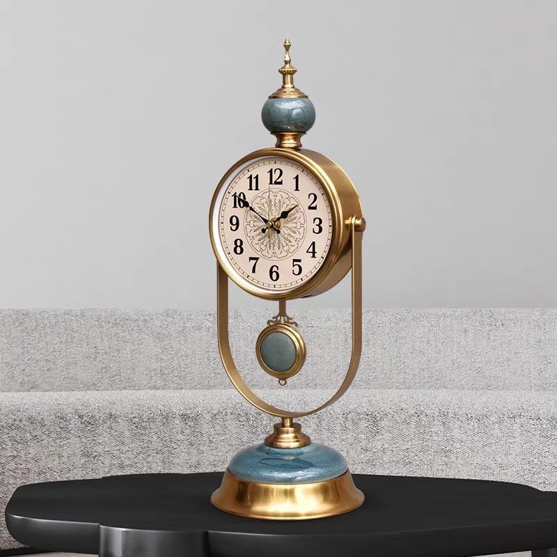 Yiran Toy 1 European Retro Clock Living Room Clock New American Style Table Clock Home Pendulum Clock Entrance Table Clock