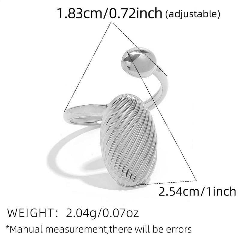 Stainless Steel Thread Texture Oval Adjustable Rings for Women Personality Gold Color Round Geometric Index Finger Ring Zircon медный