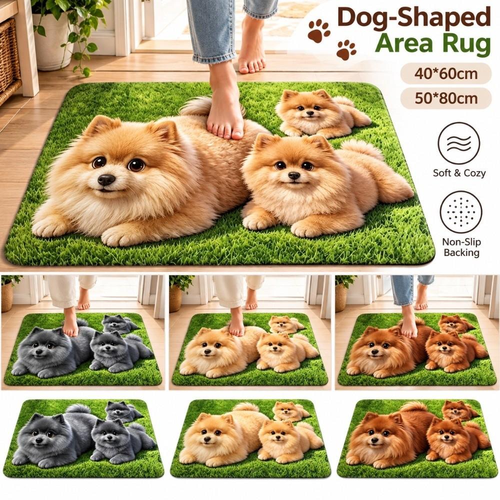 3D Printed Pomeranian Dog Mat Absorbent Animal Shaped Carpet Cute Diatom Mud Mat Home Floor Decor