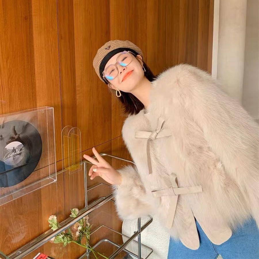 

Осенне-зимняя женская короткая куртка из искусственного меха, свободная плюшевая верхняя одежда, женская куртка из искусственного меха лисы XL абрикосовый