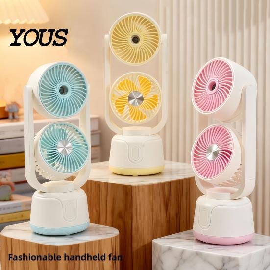 Travel Fan with Mist Misting Cooling Fan, Portable USB Handheld Water Three Speed Spray, Desktop Mini for Office Home, Personal Humidifier