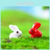 Adorable Resin Red And White Bunny Figurines For Diy Miniature Garden Decorations