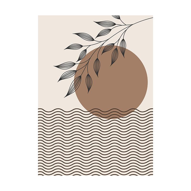 Nordic Bohemian Canvas Painting Vintage Minimalist Line Leaf Wall Art Geometric Prints For Modern Living Room Home Decor Unframed