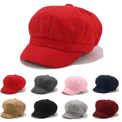 Béret Vintage pour femmes, chapeau solide d'hiver, casquette de peintre coréen, bérets de journal