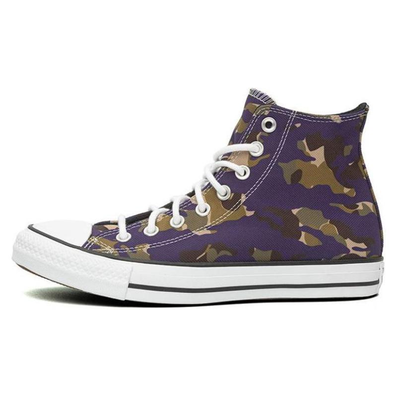 

Converse Chuck Taylor All Star Allover Camo Round Toe Lace-up High Top Espadrilles Unisex Camouflage Purple 36.5