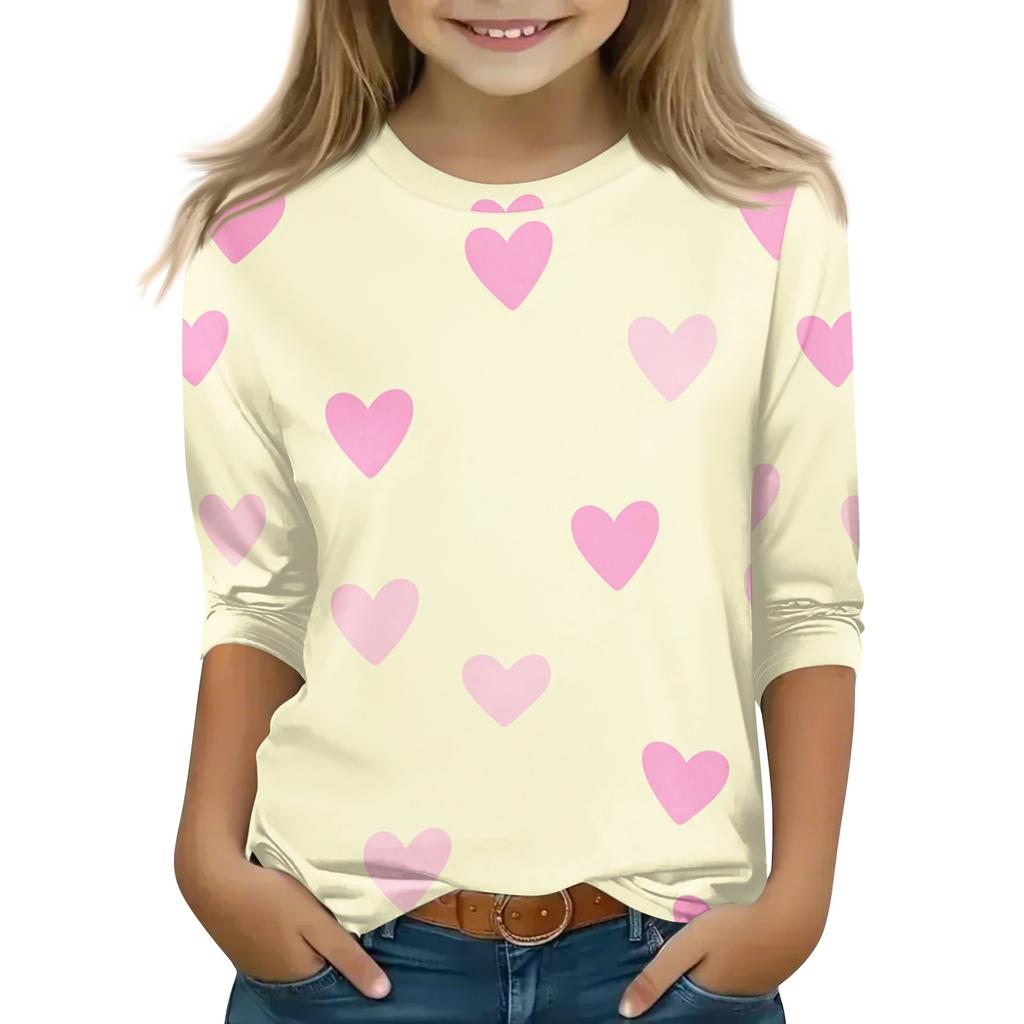 Kid's Round Neck Cute Flower Day Print Lightweight Spring/Summer Top