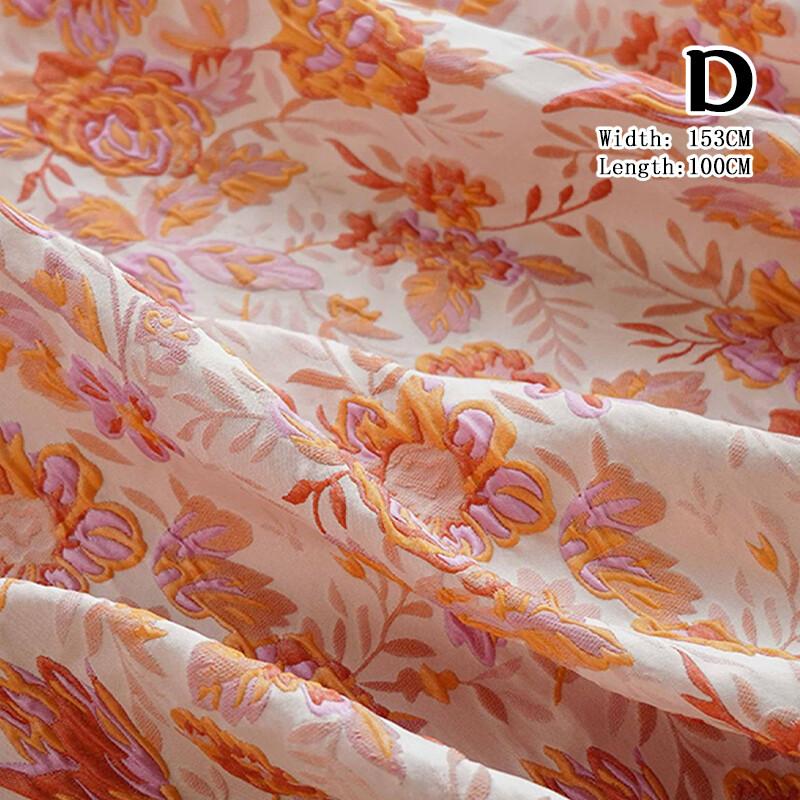 1M Rustic Floral Embossed Jacquard Yarn-dyed Fabric for Dresses Vest Bag Jacquard Fashion Women Wedding Dress Clothing Supplies