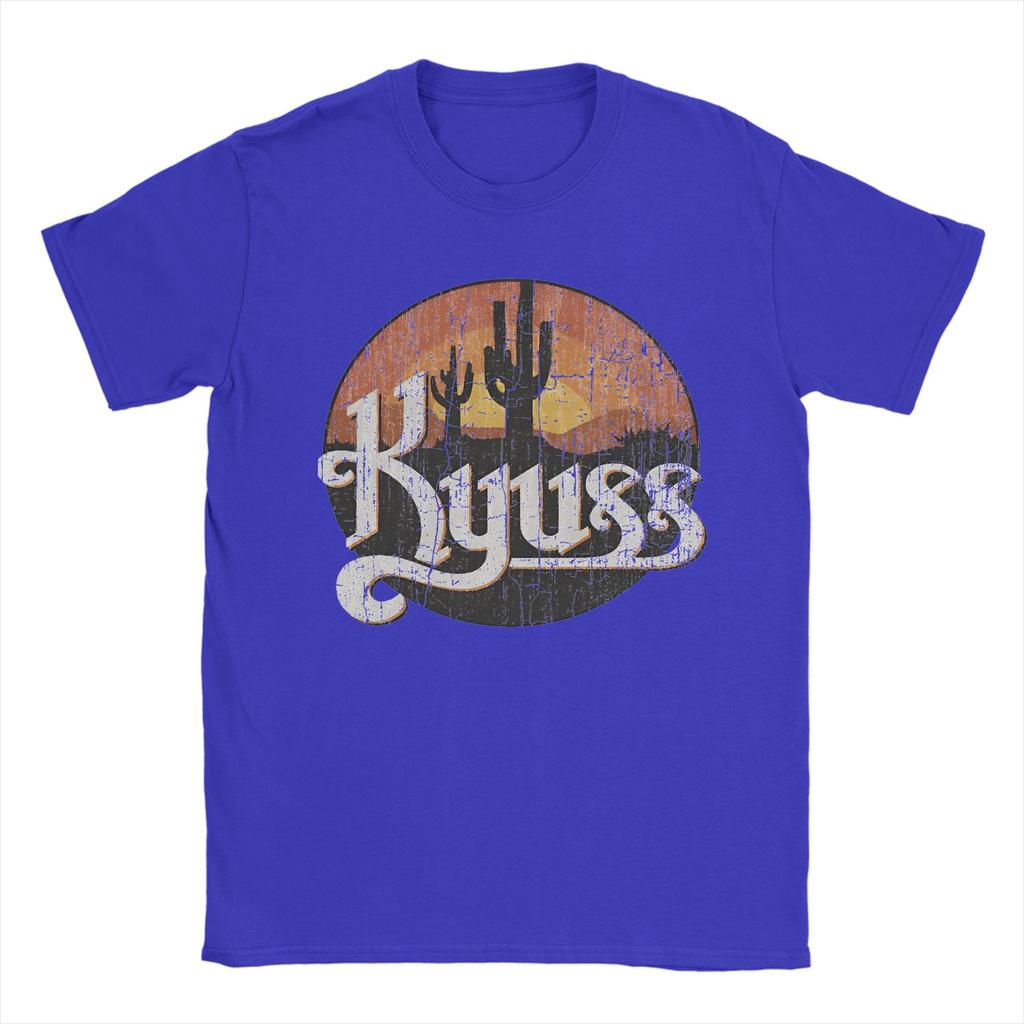 Men's T-Shirt Kyuss Sunset 1987 Queens Vintage Pure Cotton Tee Shirt Short Sleeve T Shirts Round Collar Clothing 6XL