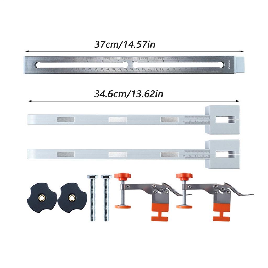 Drawer Slide Installation Jig Adjustable Cabinet Pull Jig Drill Guide with Toggle Clamp Magnetic Arm Stainless Rail Positioner