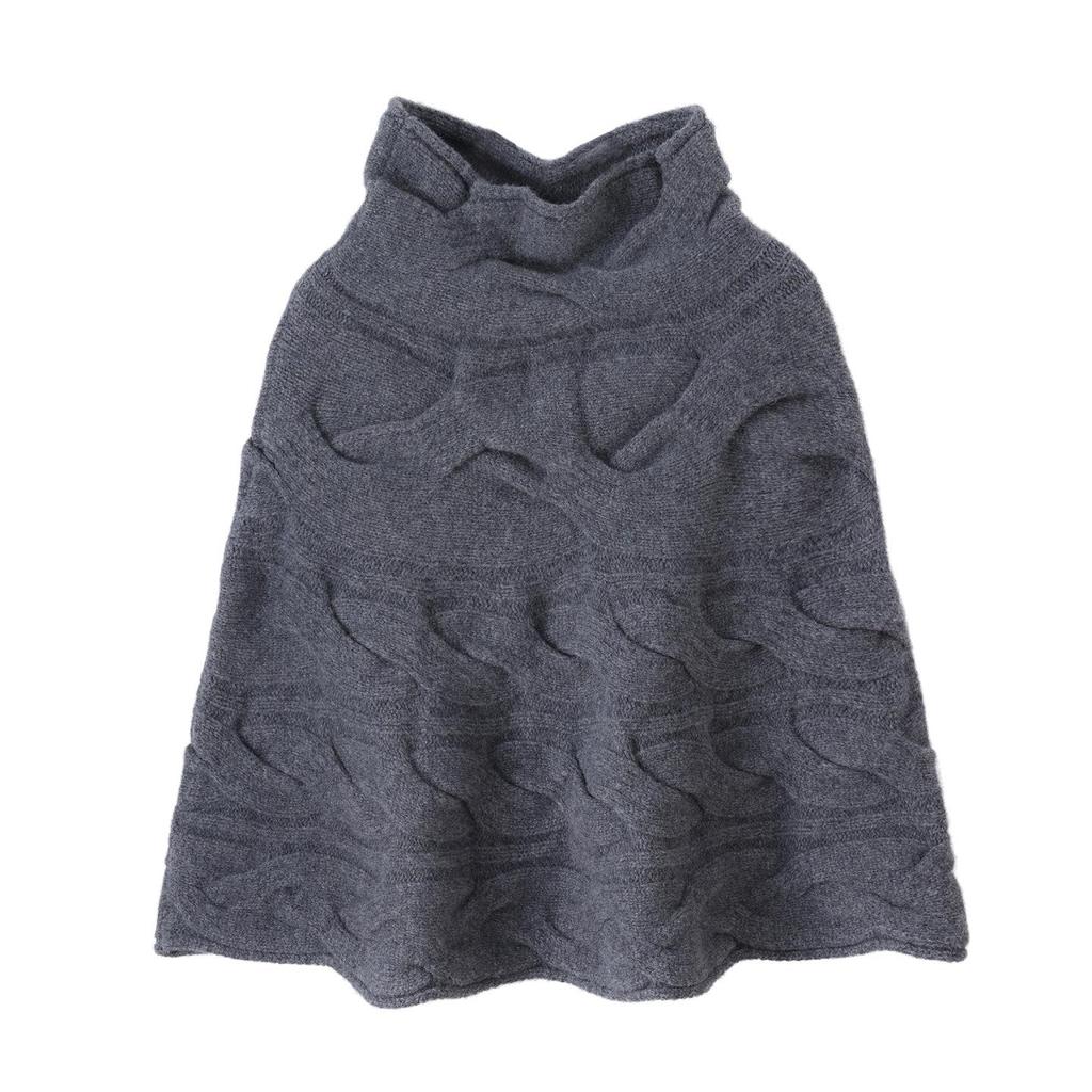 French Wool Cable Knit Shawl Scarf - Women's Winter Thick Warm Cloak Outerwear