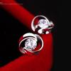 925 Sterling Silver AAA Zircon Rotating Love Earrings Gift Jewelry