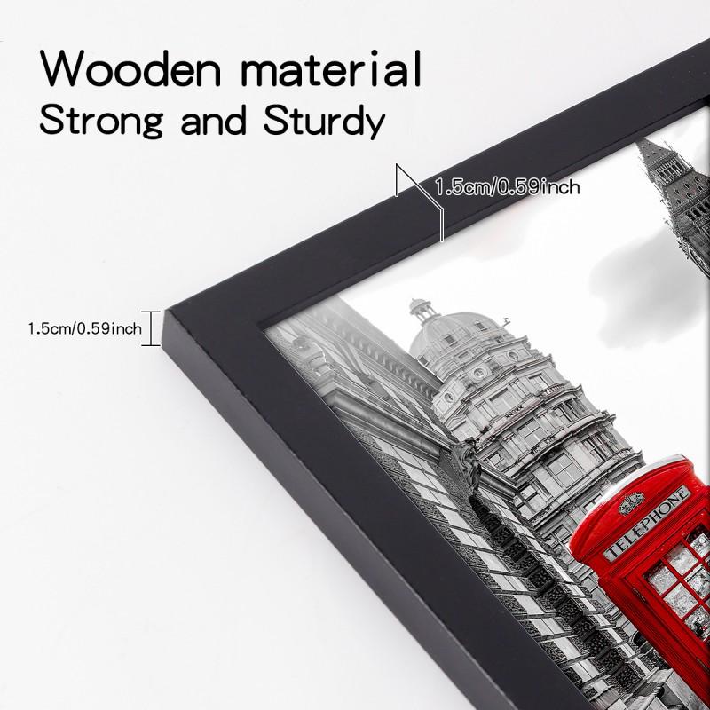 Handcrafted Wooden Rotating Clip Photo Frame Set 5pcs 6x8 7x10 A3 A4 Wall Decor Living Room Bedroom Office