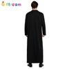 Elegant All-black Long Robe For Men Perfect For Western-themed Halloween Parties And Stage Performances