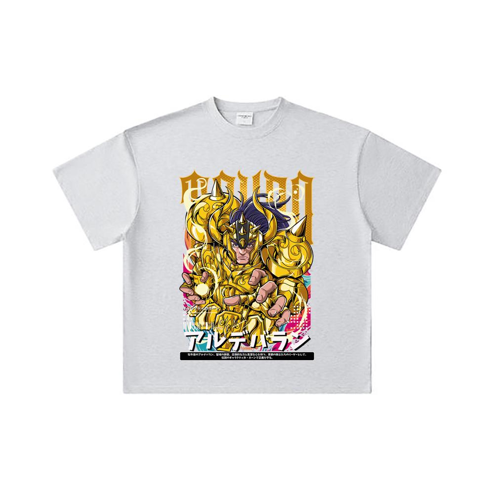260 GSM Double Yarn 32 Count 100% Cotton Saint Seiya V27 Tauro Print Unisex Heavy Cotton T Shirt