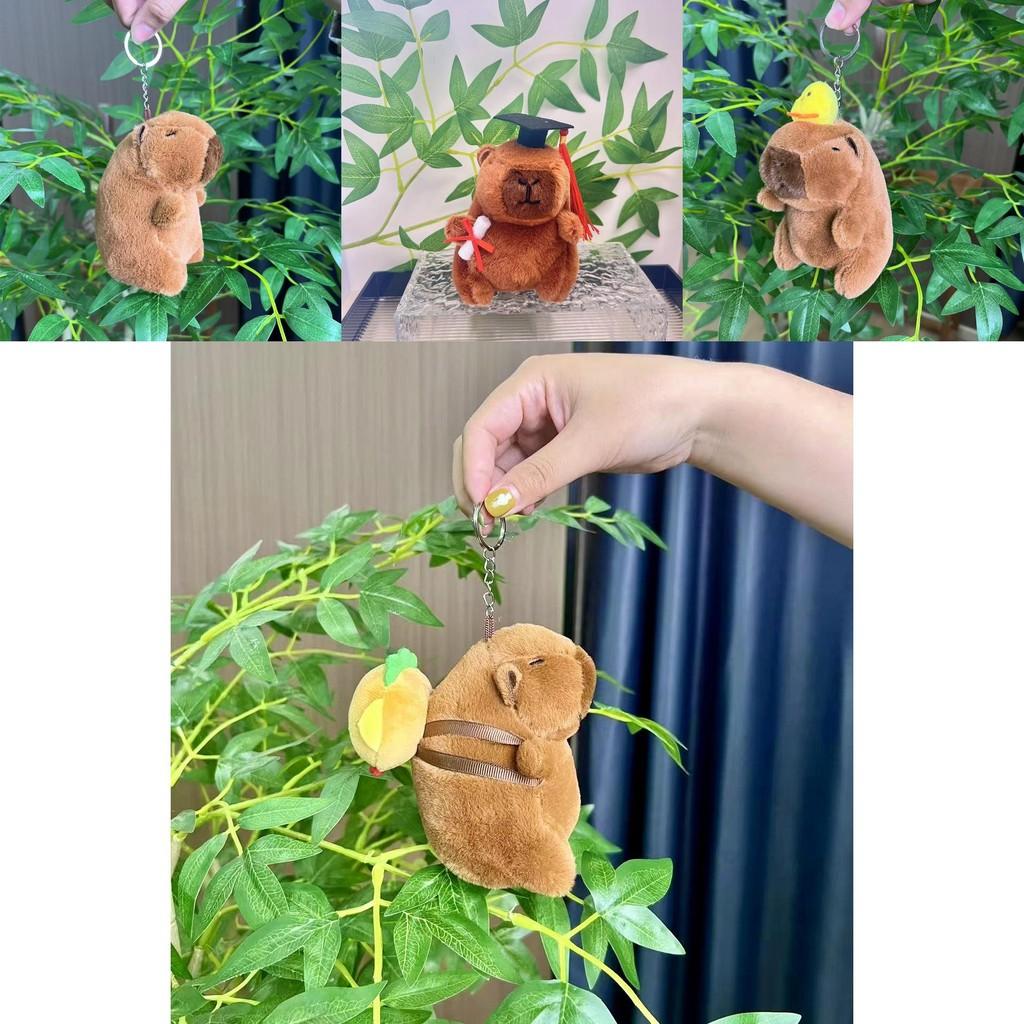 Adorable Plush Capybara Keychain Creative Animal Keyring Soft Toy Bag Charm