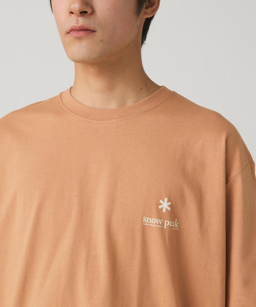 Snow Peak Soft Cotton Relaxed Logo Short Size Orange T-Shirt TS-25AU006, Sleeve, Men's/Women's, S,