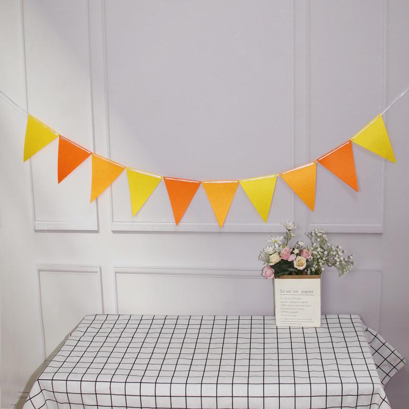 Forest Style Felt Triangle Party Flags In Brown, Blue, and Green
