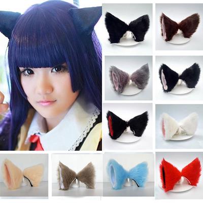 Cute Beauty Cosplay Party Halloween Hair Clip Orecchiette Cat Fox Long EA9