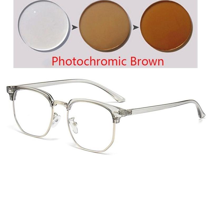 Half Frame Student Polygon Prescription Glasses For The Nearsighted Women Men Clear Lens Short-Sight Eyewear 0 -0.5 -1.0 To -6.0